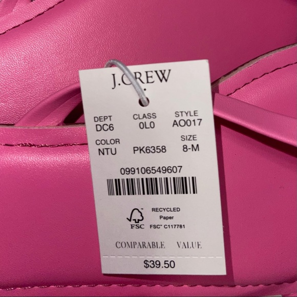 J. CREW Easy Summer Flip-Flops Pink Thong Sandals Padded Foot Bed Neon Tulip - Picture 7 of 8